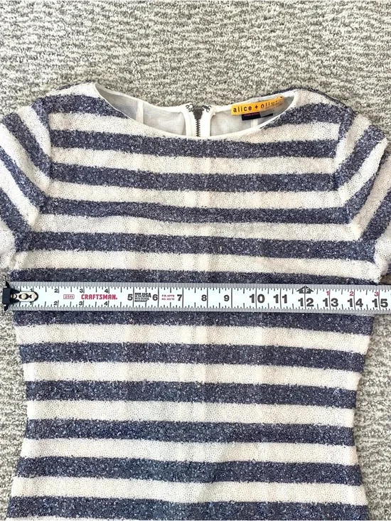 Alice + Olivia Navy & White Sequin Midi Dress NWT Size 6 Party Cocktail Wedding - Picture 10 of 11